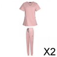 thumbnail image 1 of Conjunto De 2 Piezas Para Enfermera, Escote En V, Lavable A Máquina, Manga Corta, Talla Grande, Color Rosa, 1 of 8