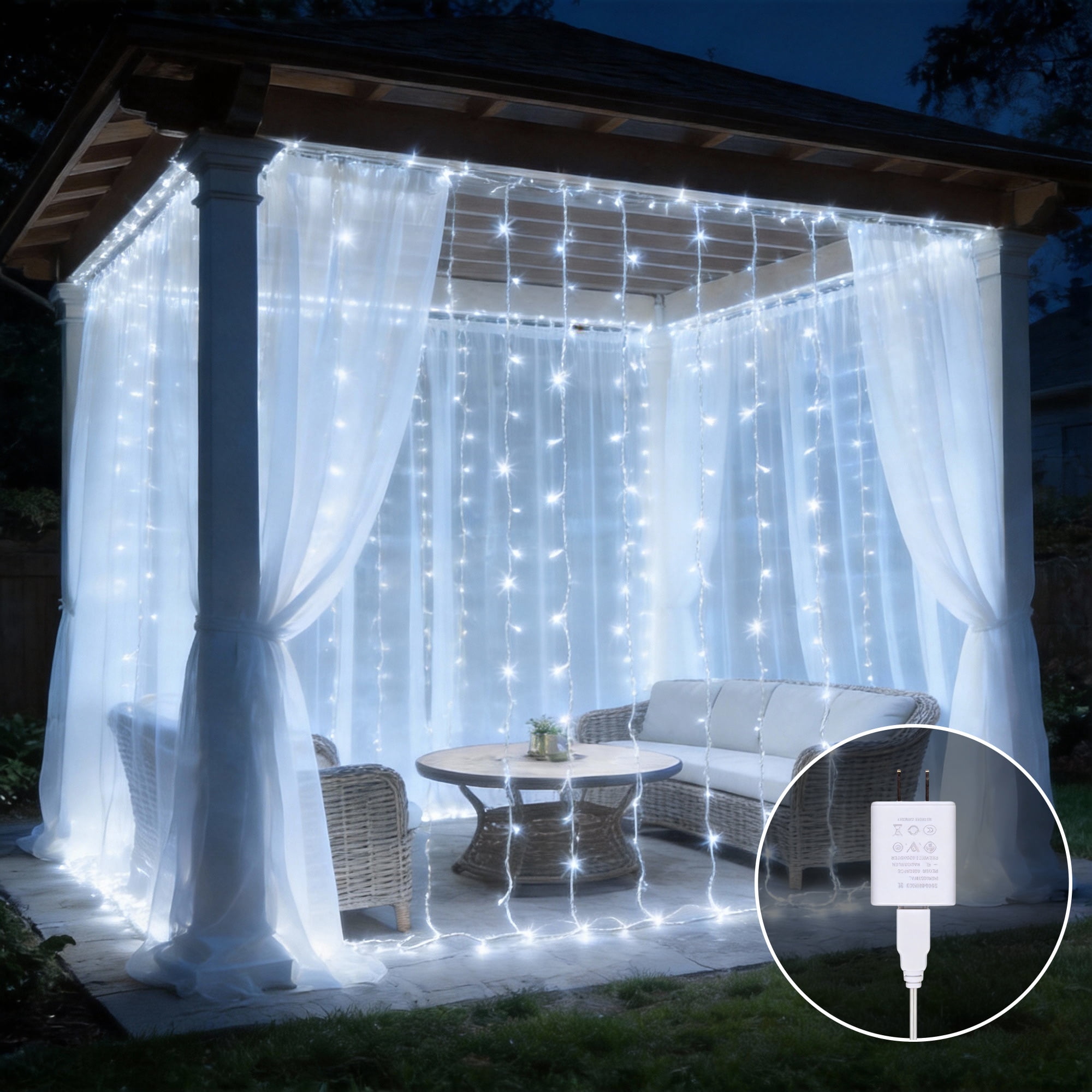 Beatineon 300 LED Curtain Lights,6.5x9.8Ft, USB Plug in Window Curtain Lights Hanging Christmas String Lights for Bedroom Garden Wedding Party Outdoor Indoor Wall Decorations,White