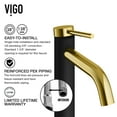 thumbnail image 3 of VIGO Madison Single Handle Single-Hole Bathroom Faucet in Matte Gold and Carbon Fiber, 3 of 10