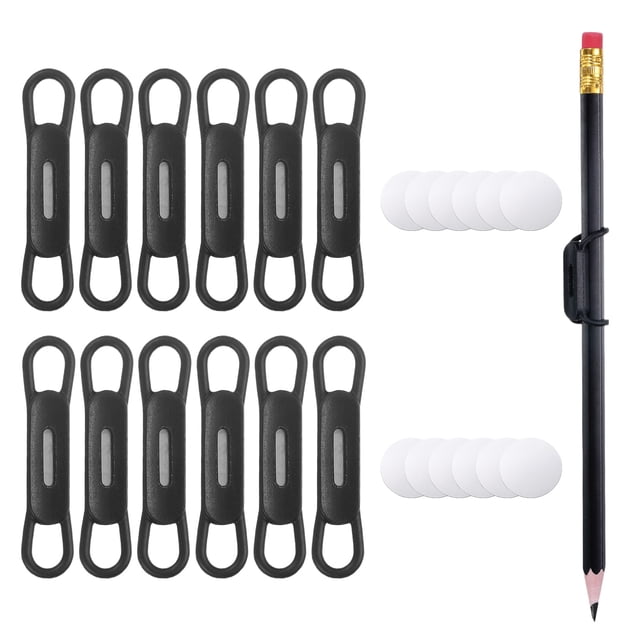 Uxcell 12Pcs Soporte Magnético para Lápices, Soporte de Lápiz Magnético de Silicona para Refrigerador, Pizarra, Escritorio, Clipboard, Negro