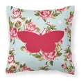 thumbnail image 2 of Carolines Treasures Butterfly Shabby Chic Blue Roses Canvas Fabric Decorative Pillow BB1041 18H x18W multicolor, 2 of 2