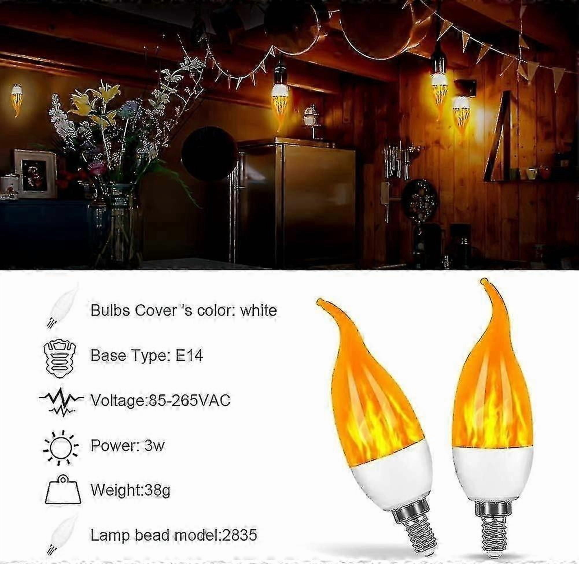 4 Pack 3W E14 LED Light Bulb Flame Effect Light Bulb with 3 Lighting Modes Decorative Light Bulb
