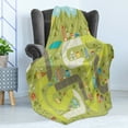 thumbnail image 4 of Board Game Soft Flannel Fleece Throw Blanket, Cartoon Style Composition with Buildings Cars and Mountain Landscape Design, Cozy Plush for Indoor and Outdoor Use, 60" x 80", Multicolor, by Ambesonne, 4 of 5
