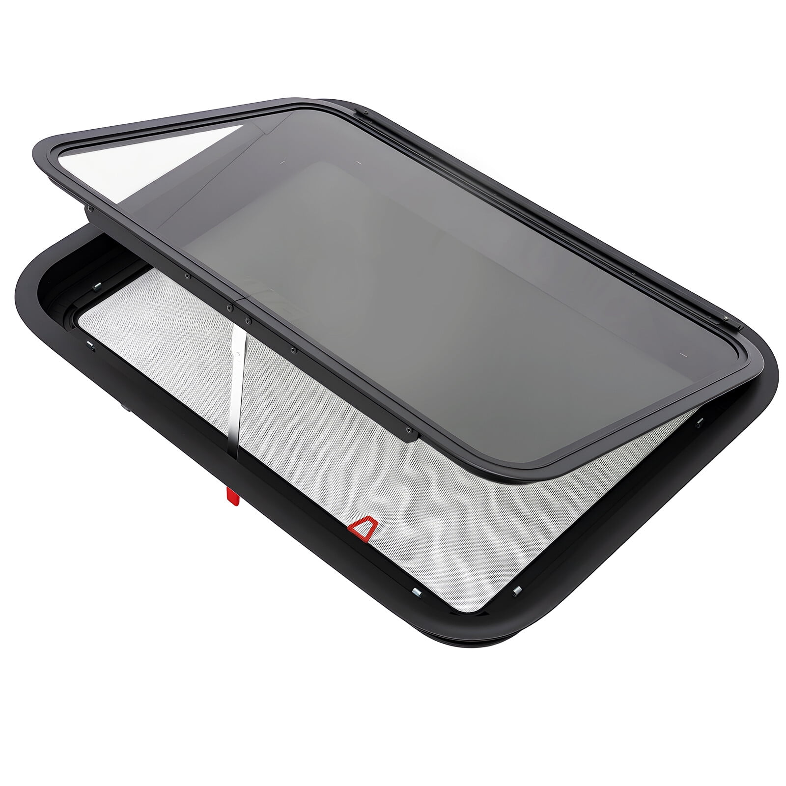 30"x22" RV Exit Window Trailer Emergency Push Out Window Vent Hatch 38-42mm Wall Black Rectangular
