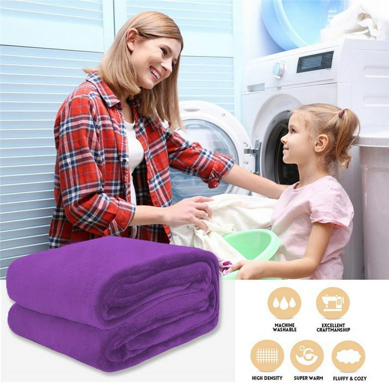 Throw Blanket for Sofa Bed Purple Fleece Blanket Throw Size Luxury Double Side Fuzzy Blanket 240GSM Warm Blanket 50x60 inches