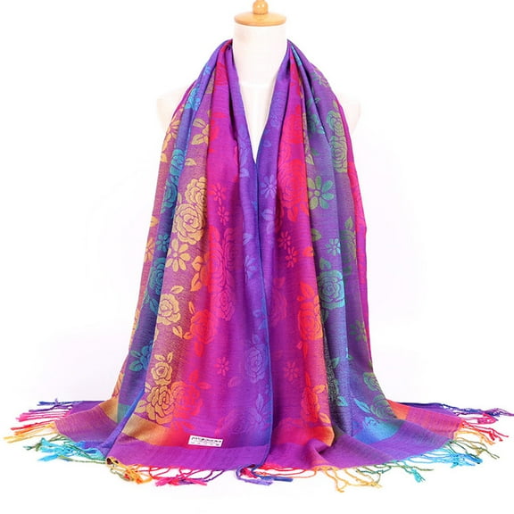 Weikingp Head Scarf for Women's Hair Long Scarf Women Lady Fashion Folk-Custom Retro Tassel Scarf Wrap Shawl Travel Scarves Neck Scarf for Women Multi-color One Size Clearance！