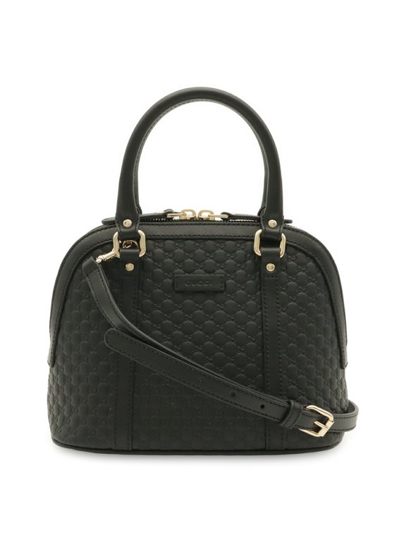 Pre-Owned GUCCI Microguccissima Handbag Shoulder Bag Leather Black 449654