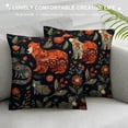 thumbnail image 3 of GOSMITH Throw Pillow Cover Fairy Tale Forest Fox Bear Raccoon Owls Rabbits Flowers Pillowcase Home Decor Square Pillow Case Cushion Cover White, 3 of 5