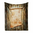 thumbnail image 1 of Island Map Soft Flannel Fleece Blanket, Treasure Map on Rustic Timber X Marks the Grunge Spot Nautical Pirates Concept, Cozy Plush for Indoor and Outdoor Use, 70" x 90", Cream Brown, by Ambesonne, 1 of 6