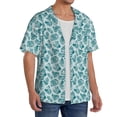 thumbnail image 2 of Fotbe Teal turquoise shell Camisa Estampada de Manga Corta para Hombre, Casual de Verano, Estilo Playero, Sin Arrugas-Small, 2 of 5