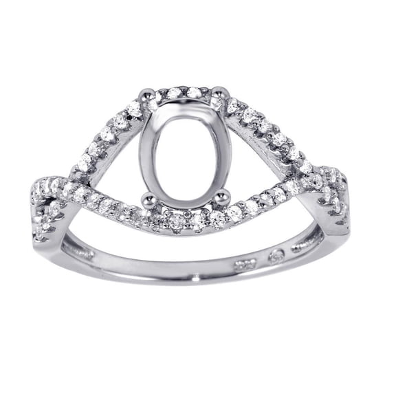 Rhodium Plated 925 Sterling Silver Twisted Mounting Ring Band Jewelry Female Male Unisex Size 5