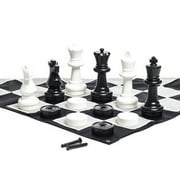 MegaChess Outdoor Chess Set Giant with 25 King Bundle, Mat & Checkers set
