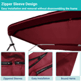 thumbnail image 6 of SavvyCraft™ 3 Bow Bimini Top Replacement Canvas 6ft L, 91"-96" W Burgundy Color-with Storage Boot/without Frame, 6 of 8