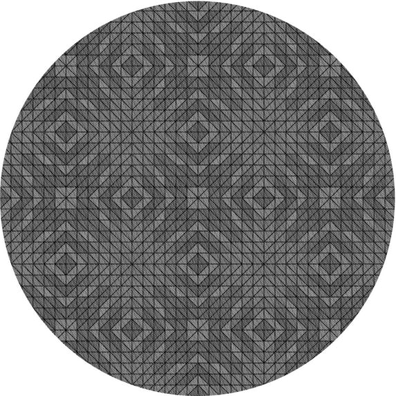 Ahgly Company Indoor Round Patterned Dark Gray Black Area Rugs, 4' Round