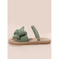 thumbnail image 3 of Women Ribbed Knit Bow Espadrille Open Toe Slide Sandals  Vacation Outdoor Polyester Flat Sandals, 3 of 6
