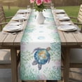 thumbnail image 4 of Sea Turtle Coastal Table Runner 108 Inches, Blue Green Summer Beach Coral Bed Runner Dresser Scarves Tabletop for Indoor Outdoor Parties/Ceremony/Banquet, 13"x 108", 4 of 8
