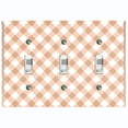 thumbnail image 1 of Metal Light Switch Wall Plate Outlet Cover (Tan Gingham Picnic Wallpaper- Triple Toggle), 1 of 2