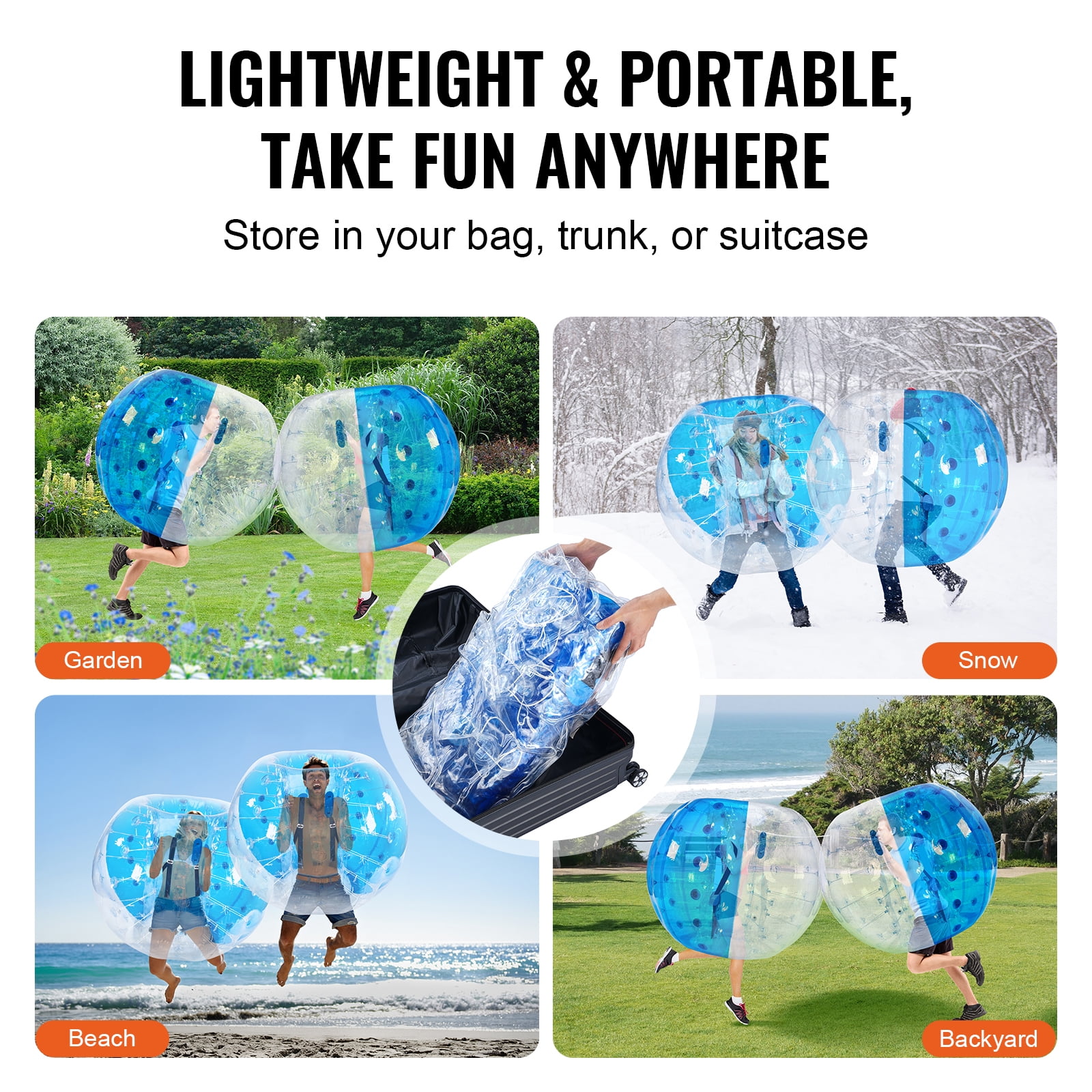 KFFKFF Blow-up Bumper Sphere Single Pack, 5FT/1.5M Dimension for Adolescents & Grown-ups, 0.8mm PVC Thickness Human-Sized Hamster Orb for Outside Group Recreational Activity