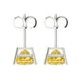 thumbnail image 4 of 4 Ct Princess Cut Studs Yellow Natural Citrine 18K White Solid Solid Gold Everyday Dainty Earrings Push Back, 4 of 7