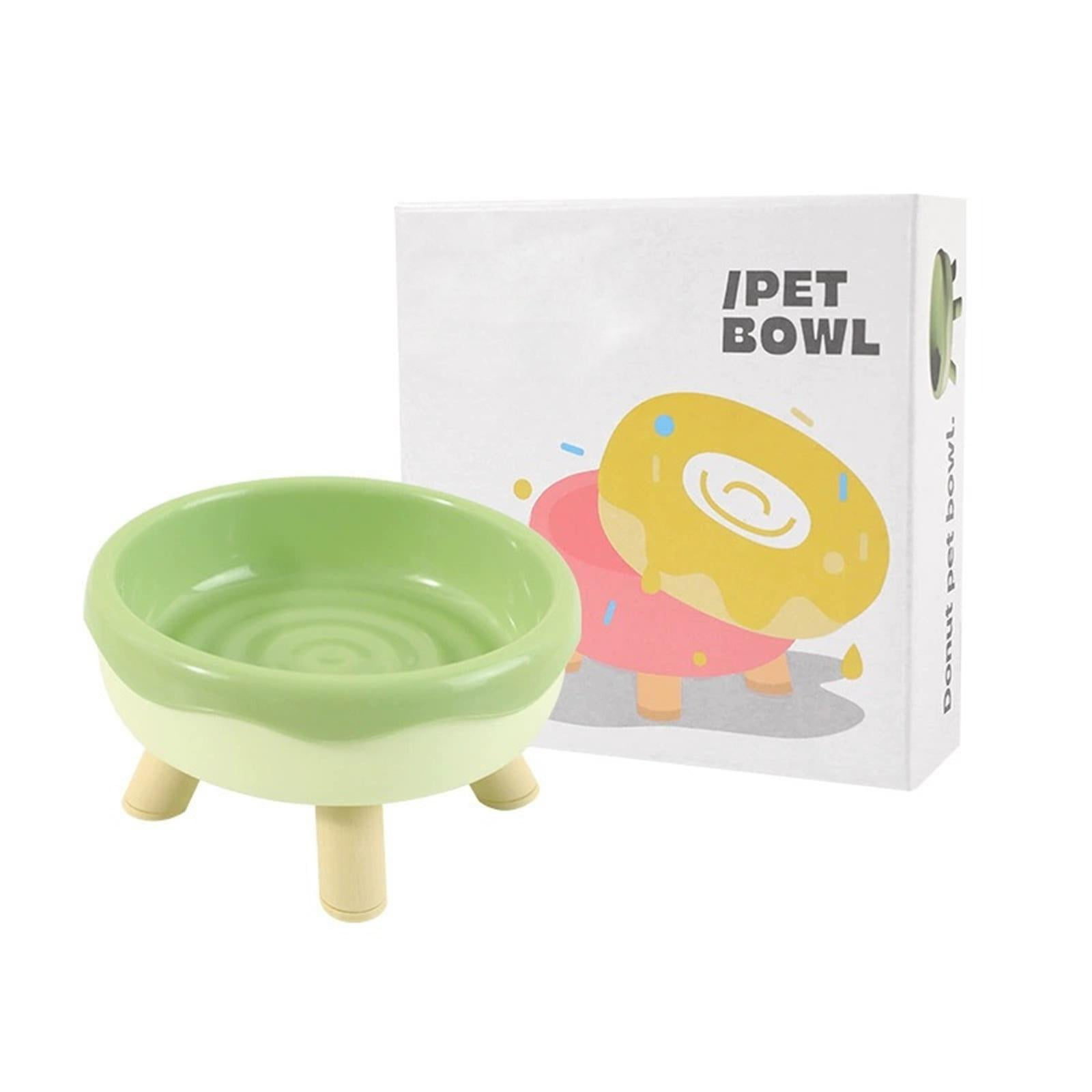 Pet Bowl No Spill Non Slip Green Donut Shaped Elevated Pet Food Bowl 1 Piece Single Bowl For Indoor Cat and Small Dog Dry Food Wet Food Water Feeding
