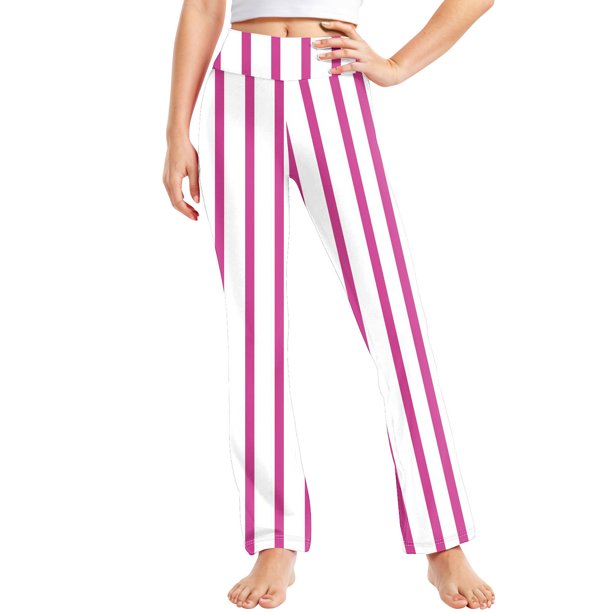 Odeerbi 2-13 Años Niñas Pantalones de Yoga de Pierna Ancha Pantalones de Entrenamiento A Rayas Baile Pantalones Deportivos Elasticidad Pantalones de Pierna Recta