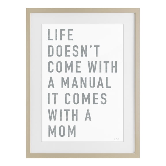 Stupell Industries Life Manual Is Mom Birch Framed Print Under Glass, design by Elizabeth Tyndall