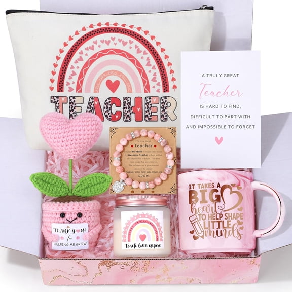 Teacher Appreciation Gifts for Women, End of Year Thank You Gifts for Teachers, Retirement Christmas Valentines Day Ideas Present Basket Set of 6