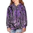 thumbnail image 4 of chaqlin Purple Camo Hunting Hoodies for Boys Girls Size 11-13 Trendy Y2K Full-Zip Hoodies Sweatshirts Kids Sport Coat Fall/Winter Hooded Jacket with Pockets, 4 of 7