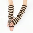 thumbnail image 5 of Soft Acrylic Striped Arm Warmers Oversleeve Half Finger Gloves For Winter Cycling Office Use, 5 of 8