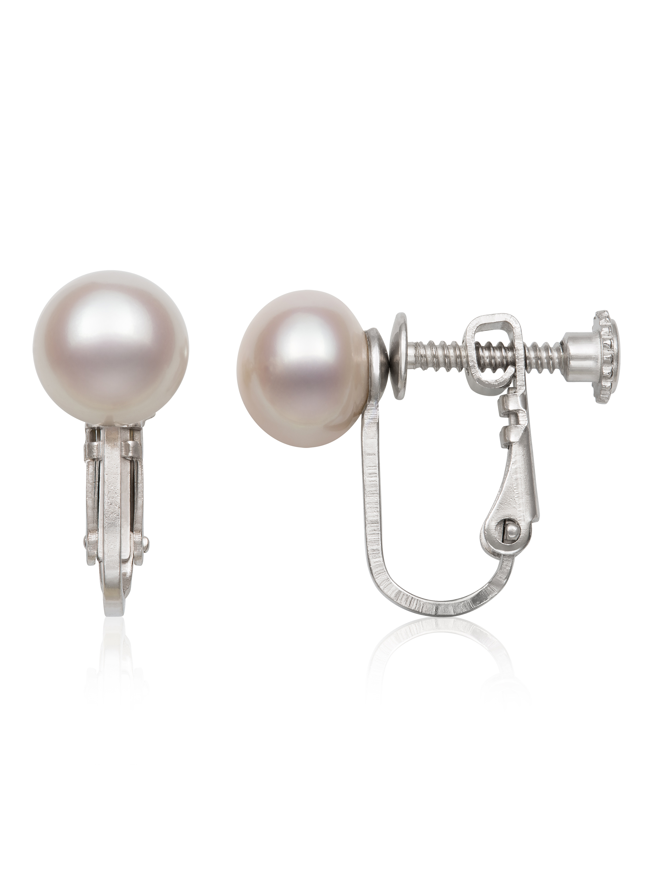 Beautiful Pearl and Charcoal Pierced Earrings