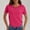 #Hot Pink, variant on Women's Solid Color Round Neck Short Sleeve T-Shirt with Irregular Hem,Army Green,Size L,Women's Plus ,Young Adult Tops
