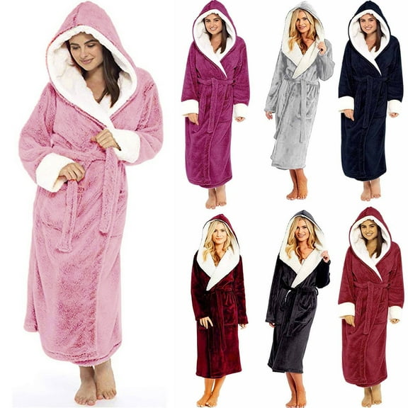 Winter Plush Long Robe Shawl Collar Design Cozy Home Wear Soft Bathrobe Coat