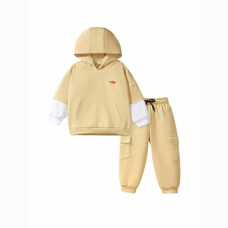 

kpmatpey Sweatsuit for Baby Girls Boys Oversized Hoodies Long Sleeve Pullover Tops with Drawstring Sweatpants 2 Piece Set