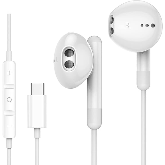 USB C Headphones for Samsung Galaxy A17 A07 A16 A15, Wired Earphones with Mic & Remote, Noise Cancelling Type C Earbuds for iPhone 15, iPad Pro/Air/Mini, MacBook, Pixel