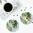thumbnail image 5 of Balery 6 Pcs Watercolor Green Leavesleather Coasters Set, Drink Table Cup Coasters For Living Room Kitchen Coffee Decor, 5 of 9