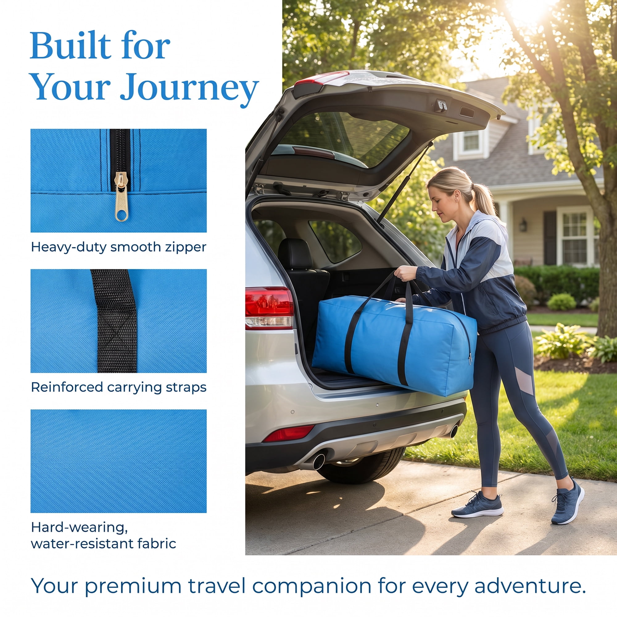 Unique Bargains Zipper Duffel Waterproof Oxford Moving Bag Dark Blue 31.5" x 11.4" x 14.2"