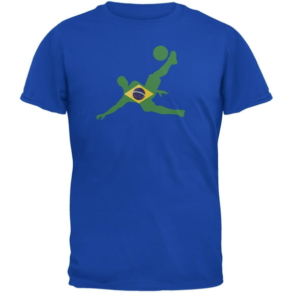 World Cup Brazil Soccer Kick Flag Silhouette Royal Adult T-Shirt - 2X-Large