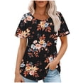 thumbnail image 1 of Fiudx Ofertas Del Día Top Estampado con Cuello Redondo y Manga Corta Informal para Mujer a La Moda, 1 of 3