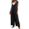 thumbnail image 3 of hirigin Women Jumpsuit, Elegant Sleeveless Patchwork Loose Long Wide Leg Pants with Pockets, 3 of 5