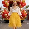 thumbnail image 6 of hotojiny Tulle Skirts for Women Fashion Sequins Midi Skirt for Dance A-Line Mesh Layered High Waist Skirts Party Outfit, 6 of 6