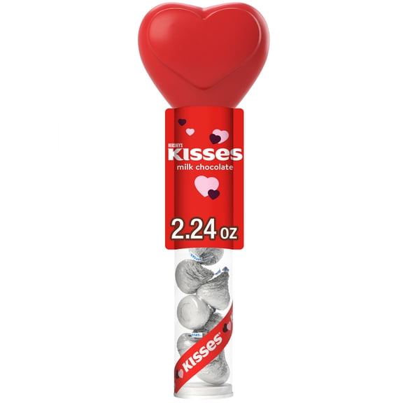 Hershey's Kisses Milk Chocolate Valentine's Candy, Plastic Cane 2.24 oz