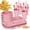 Pink, variant on Inadays 24 Piece Wheat Straw Dinnerware Sets Cutlery Set Unbreakable Tableware Set Divided Plates Reusable Microwave Dishwasher Safe 4pcs Plates Bowl Spoon Knife Fork Cup