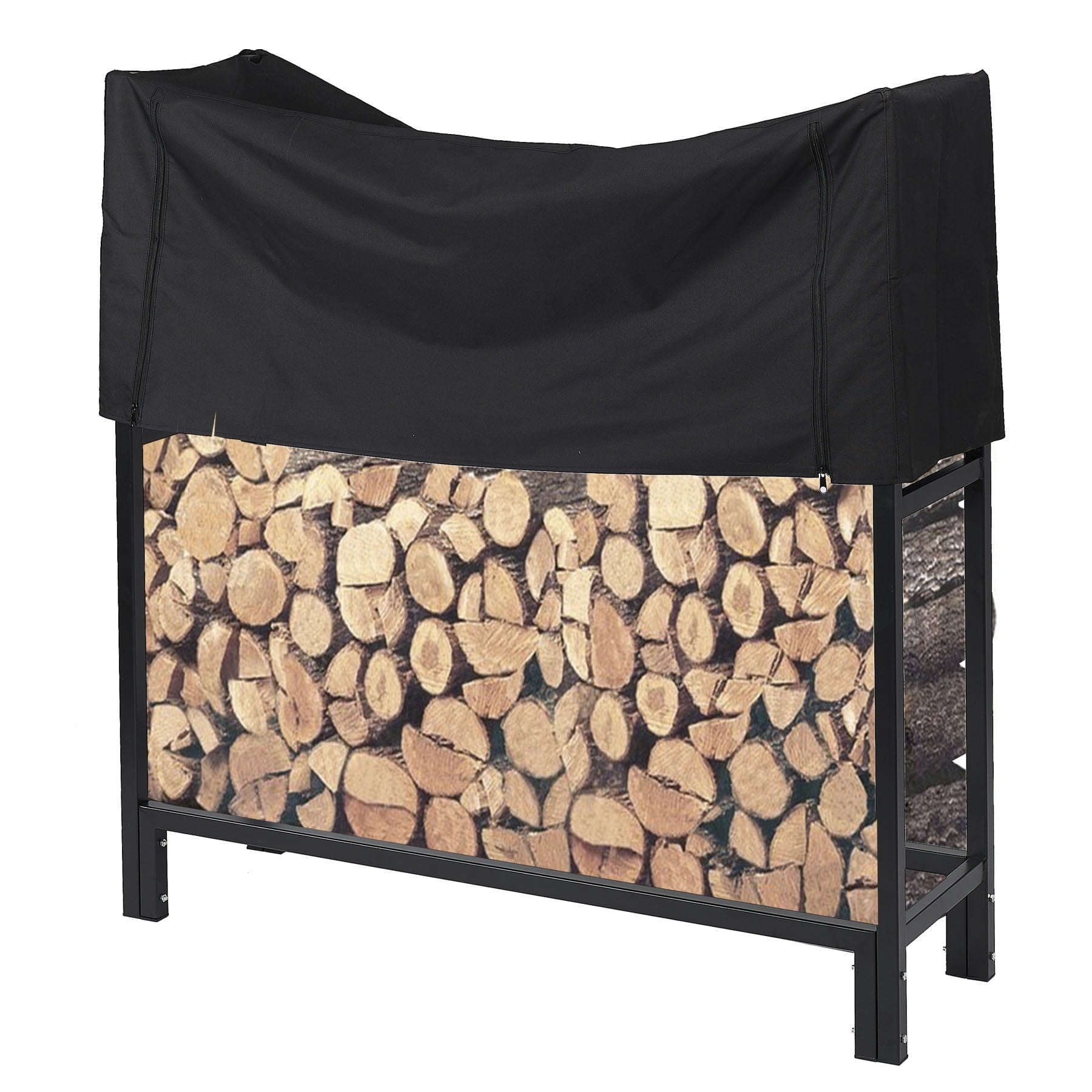 4ft Outdoor Firewood Storage Rack with Cover Ultra Duty Fireplace Wood