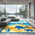 thumbnail image 2 of ODIKA 8'x10' Ultra-Soft Area Rug, Whale Sea Turtle Cartoon Adventure With Sailboat And Wave Accents None Washable, Bare feet friendly, Silk-Touch for Bedroom, Under Sectional, 2 of 7