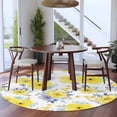 thumbnail image 3 of Round Area Rug 6 Ft, Yellow Watercolor Floral Washable Non-Slip Circle Carpet for Living Room/Bedroom, Spring Flower Abstract Art Low-Profile Indoor Mats Collection Rugs for Residential, 3 of 8