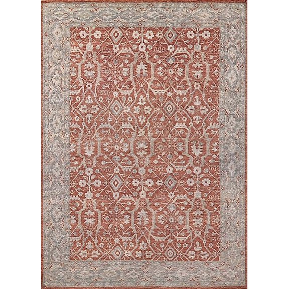 Ahgly Company Indoor Rectangle Mid-Century Modern Chestnut Red Oriental Area Rugs, 2' x 5'