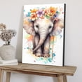 thumbnail image 5 of WFSposter Nursery Animal Canvas Wall Art Baby Elephant Picture Prints Wild Animal with Floral Paintings for Kid Room Decor Framed, 5 of 7