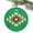 Green, variant on Abstract Aztec Pattern Christmas Ceramic Ornament 2025,3" Round Xmas Tree Hanging Accessories with Gold Ribbon