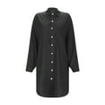 thumbnail image 4 of DuoJiaJ Women Casual Solid Dress Long Sleeve Turtleneck Pocket Dress Shirt Split Hem Casual Loose Dress Women's Oversized Shirts Black M, 4 of 4