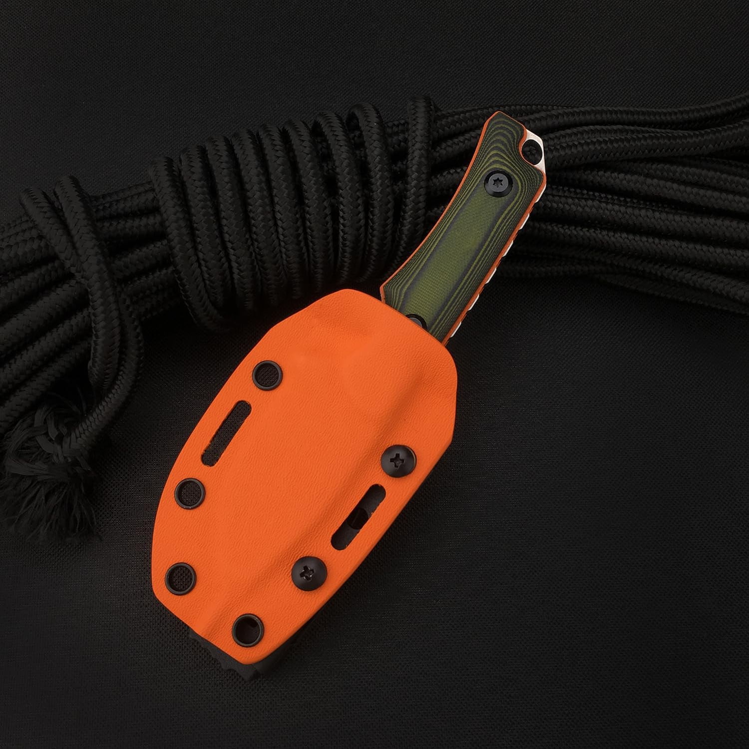 ABCISI 6.3 Inches Fixed Blade Knife with Kydex Sheath, 8Cr13Mov Blade, Compact Full Tang Hunter's Fixed Blade Knife, Full Tang G10 Handle, EDC Camping Hunting Knife for Camping,Survival and Adventure
